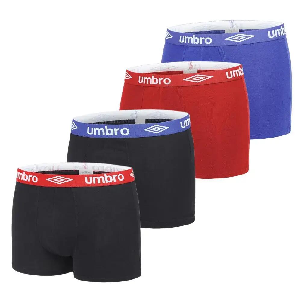 Umbro Men's Boxer Shorts - 4 Pack Black/Blue/Red - L