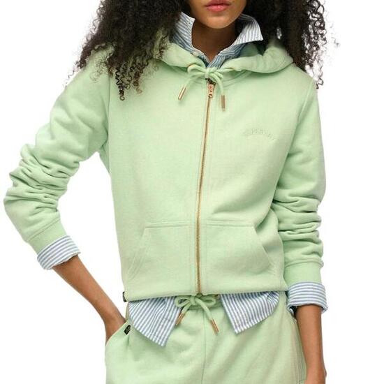Felpa Donna Superdry Essential Verde Chiaro con Zip