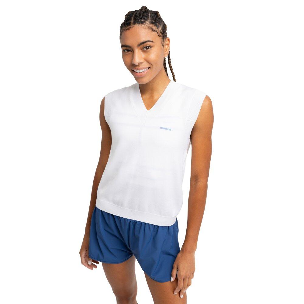 Siroko - Gilet De Tennis En Maille Col En V Femme Sport.tennis Smash White Blanc - Pull Sans Manche - Blanc - Decathlon
