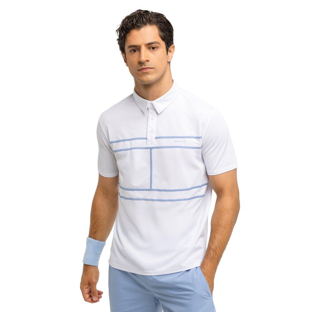 SIROKO Men sport.tennis 's tennis pique polo shirt Slice White White