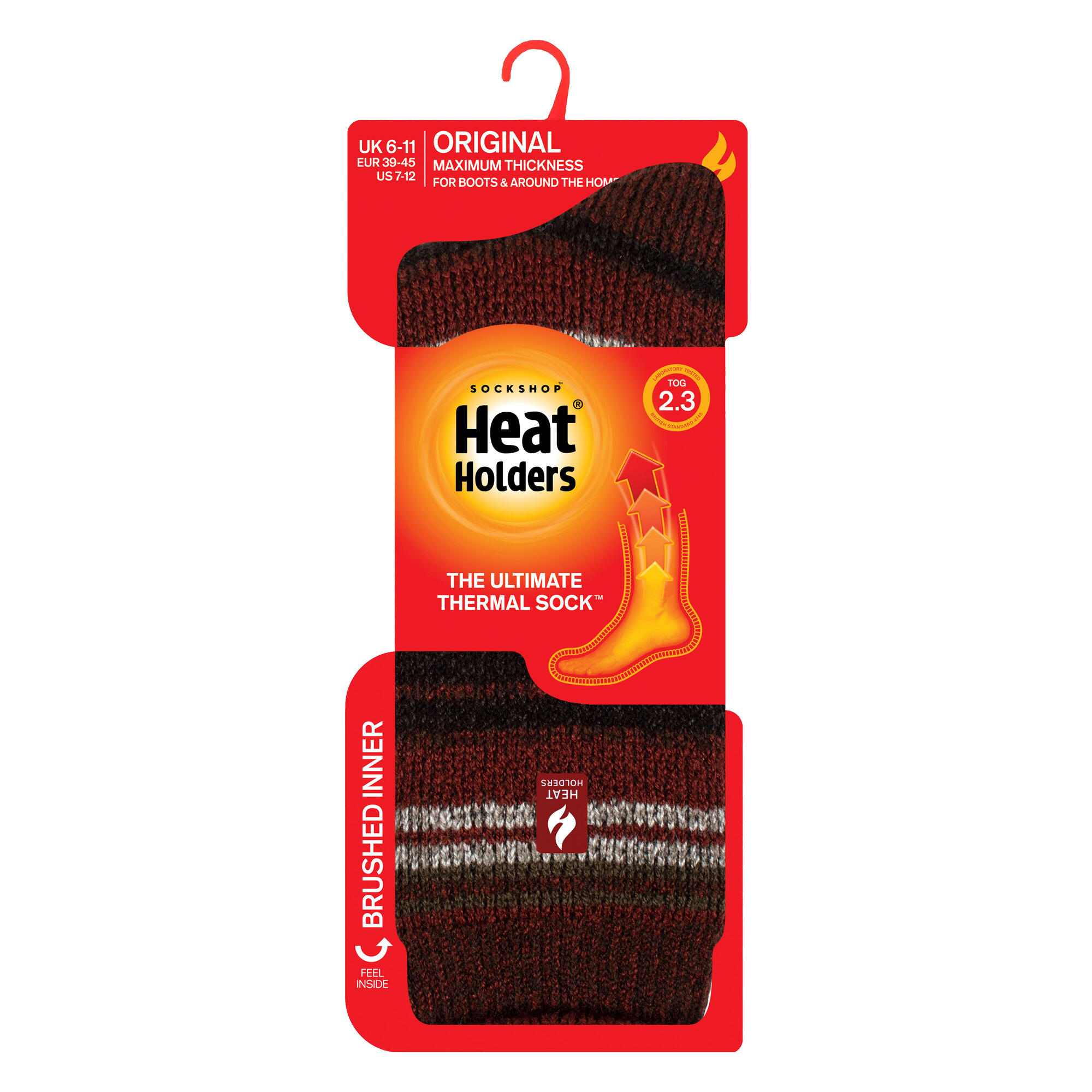 Chaussettes thermiques brossées à motifs pour hommes avec rayures 2/6