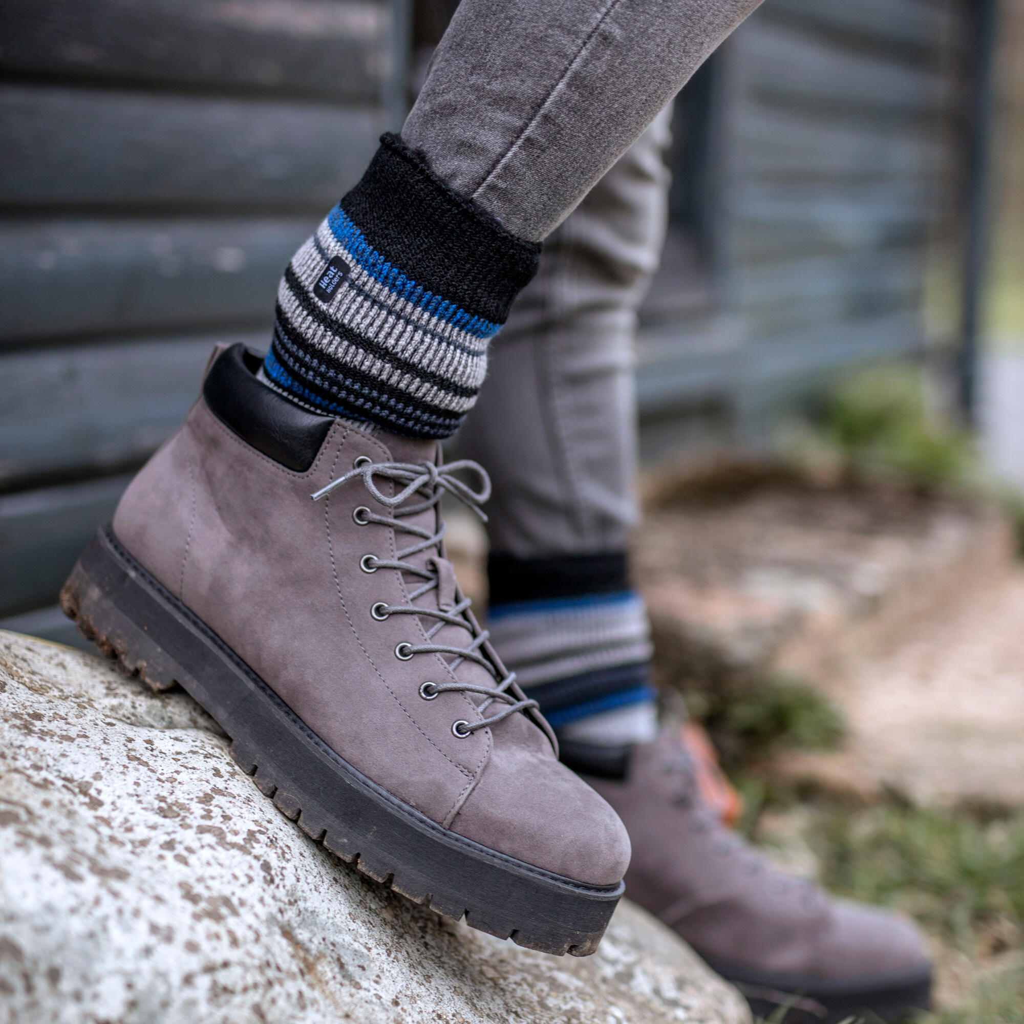 Mens Thermal Stripe Pattern Socks for Winter 4/6