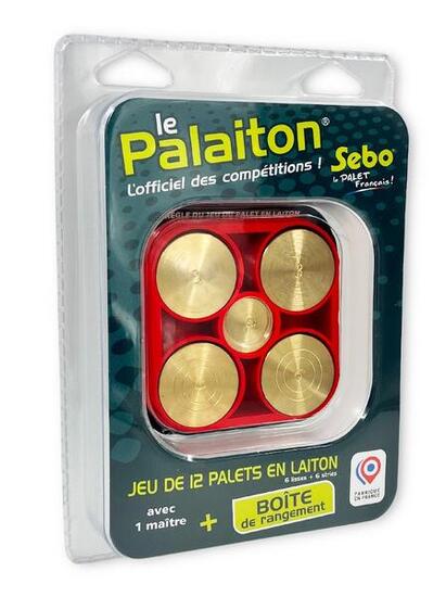 Jeu de 12 palets vendéens + 1 maître en laiton pour compétition avec leur boite