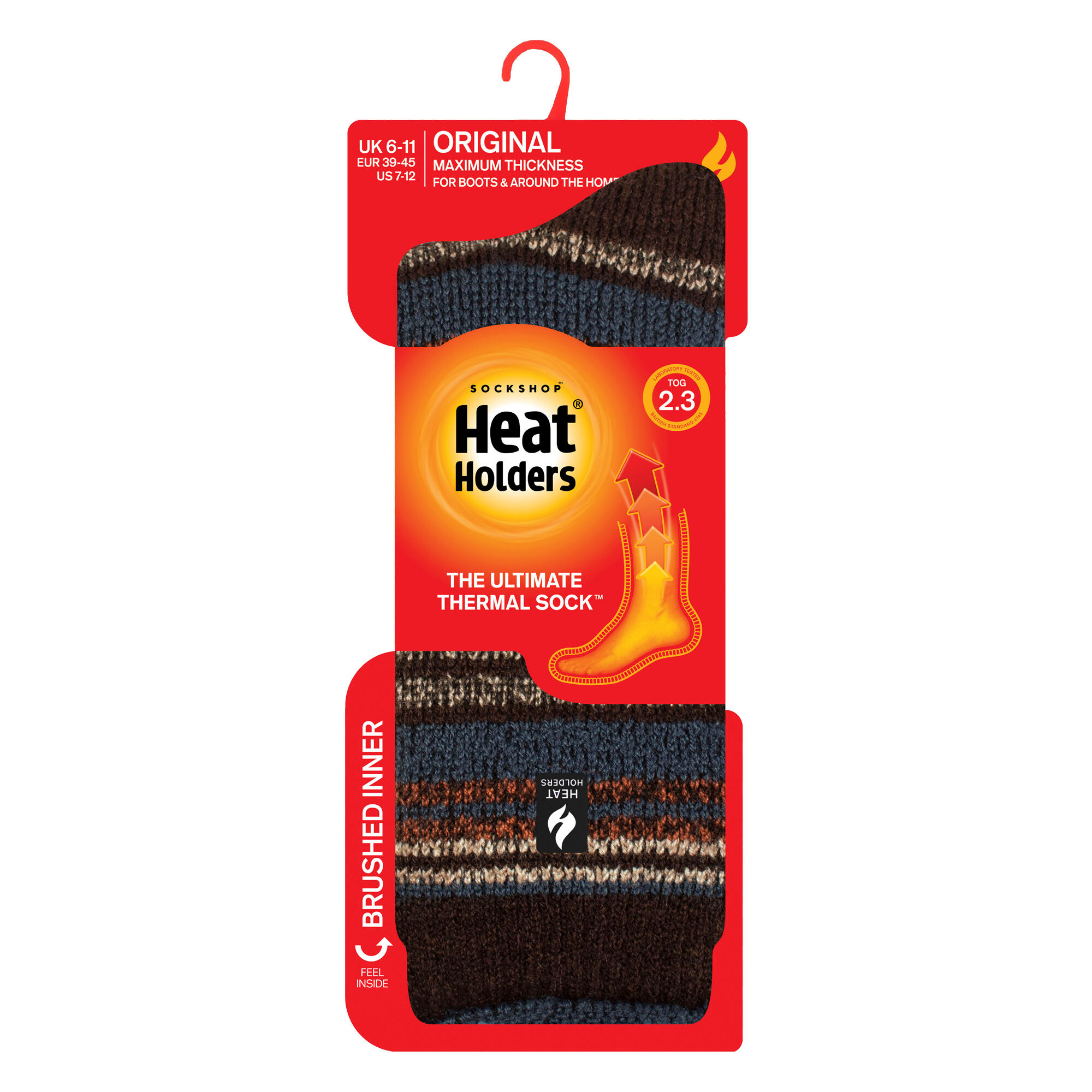 Chaussettes thermiques brossées à motifs pour hommes avec rayures 2/6