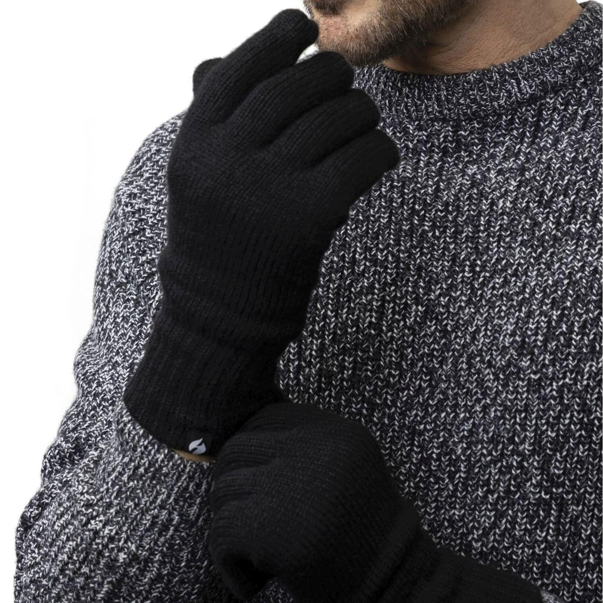 2 Pairs Mens Thermal Gloves with Protective Ribbed Cuff 3/6