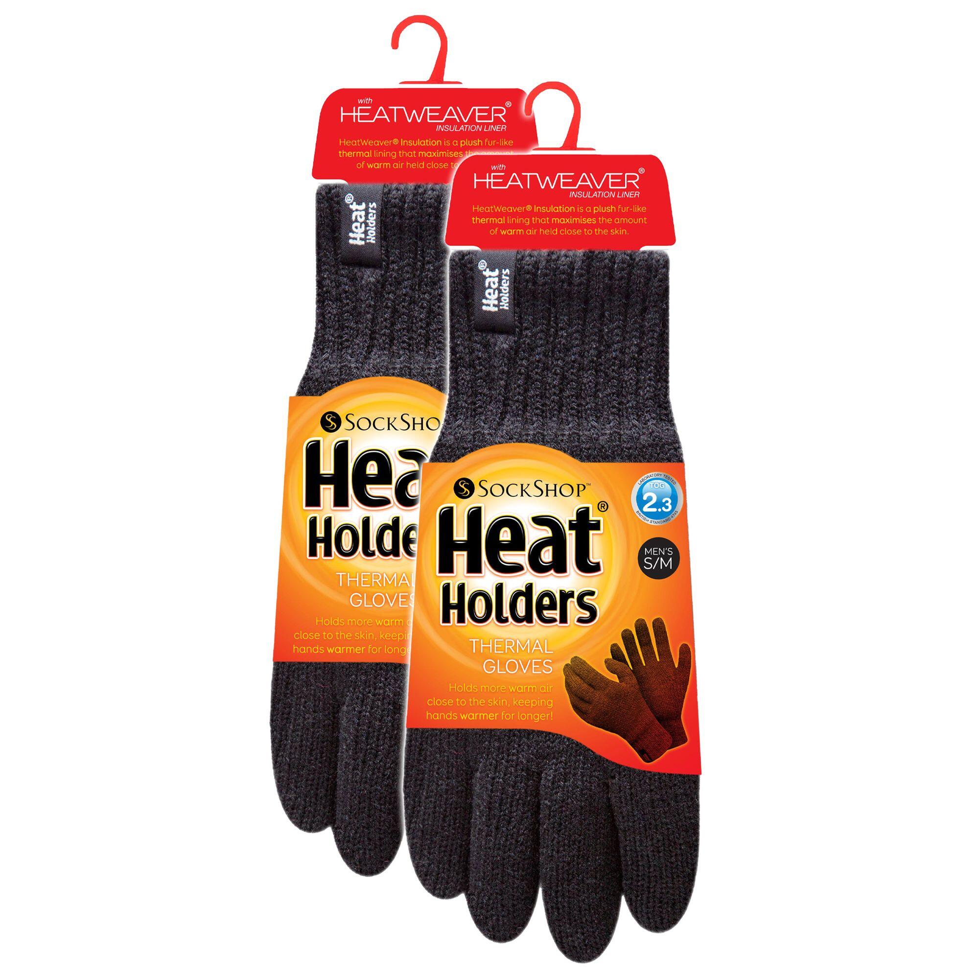 2 Pairs Mens Thermal Gloves with Protective Ribbed Cuff 2/6