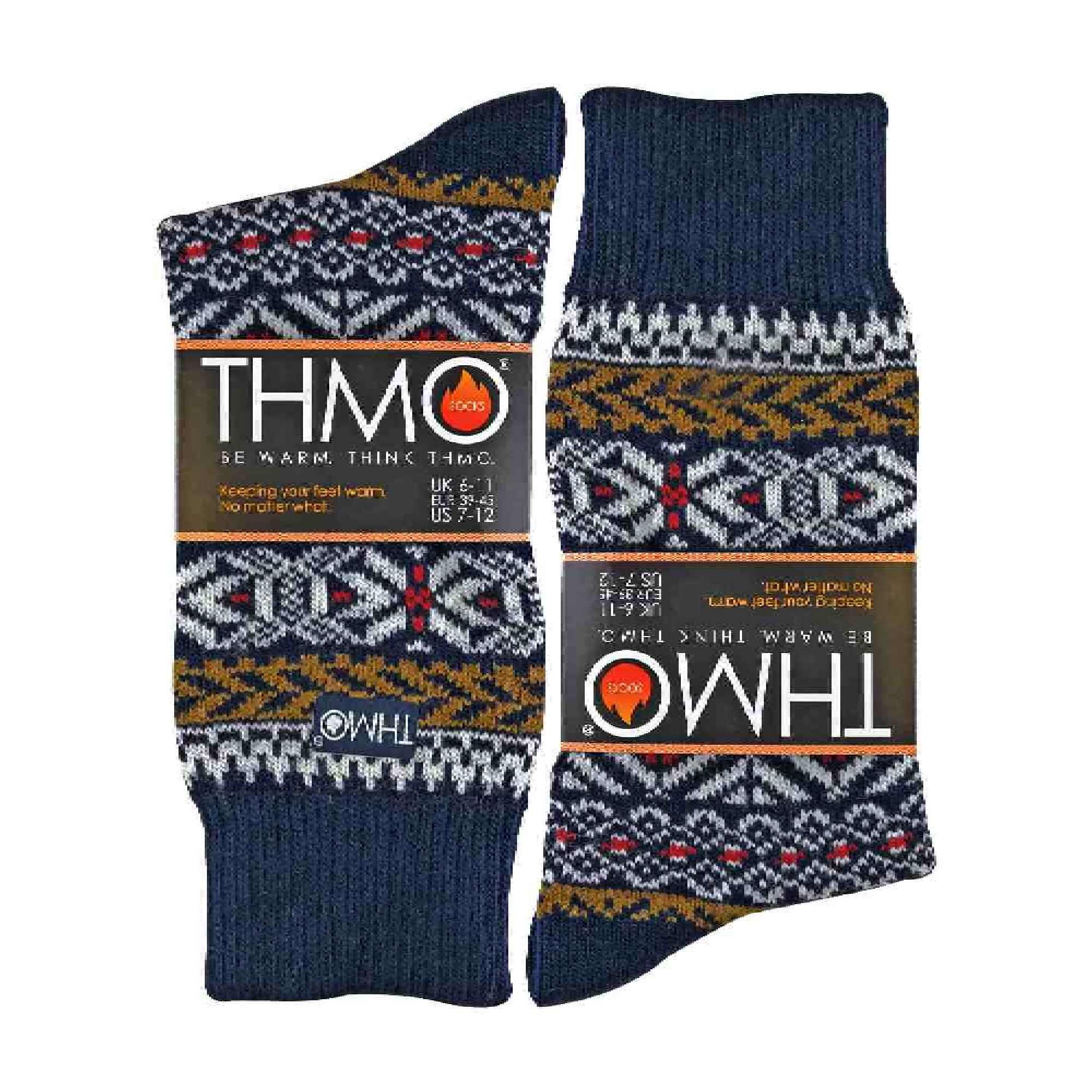 THMO - Homme Polaire Epaisse Norvégienne Colorées Motifs Chaussettes Laine 2/6