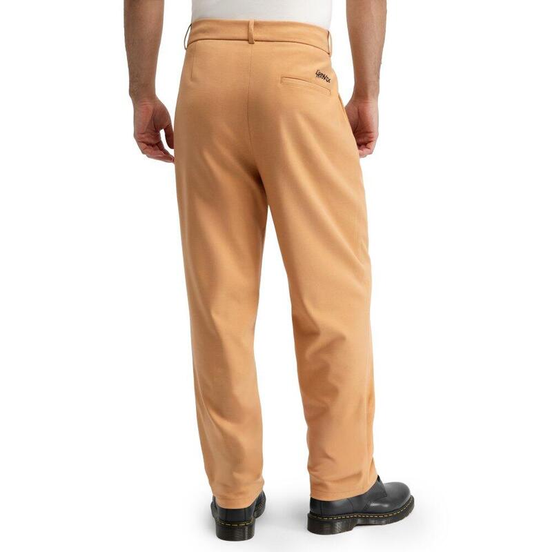 Pantaloni bărbătești cu croi larg și pliuri Kram Brown Maro