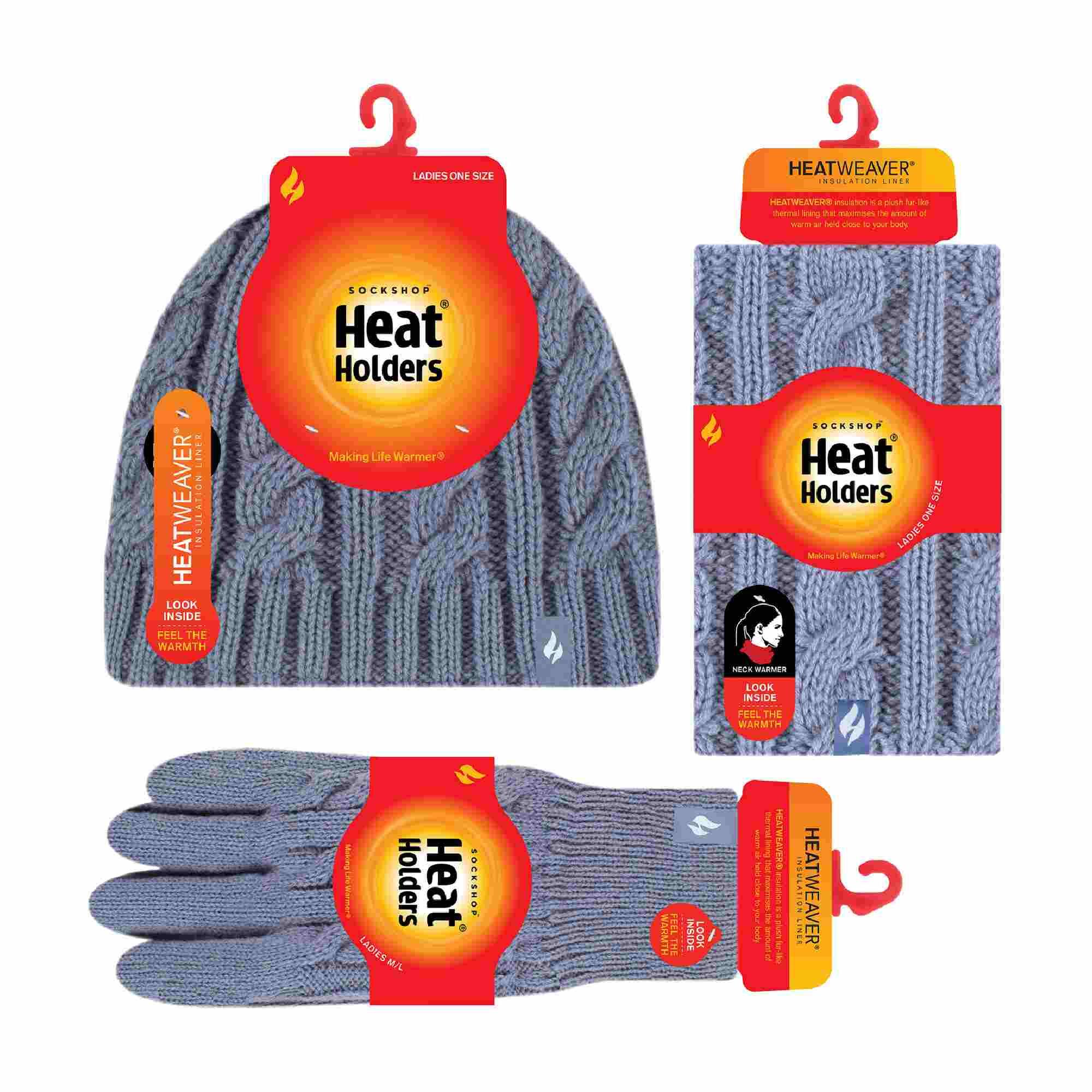 Ladies Fleece Lined Thermal Winter Hat, Neck Warmer & Converter Gloves Set 2/5