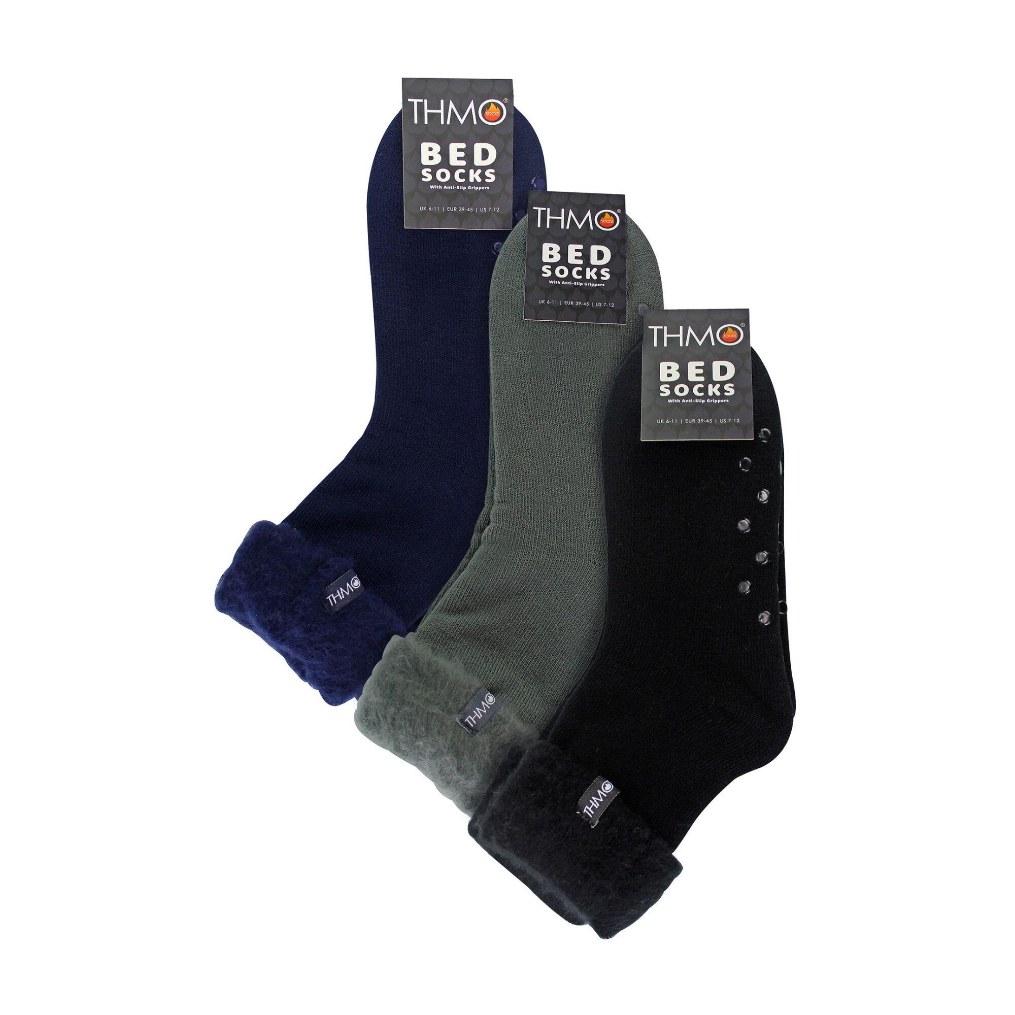 THMO - 3 Paires Homme Chaussettes de Lit Antidérapantes Maison 2/6