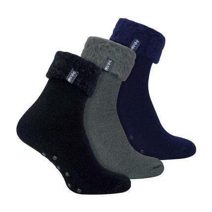 THMO - 3 Paires Homme Chaussettes de Lit Antidérapantes Maison