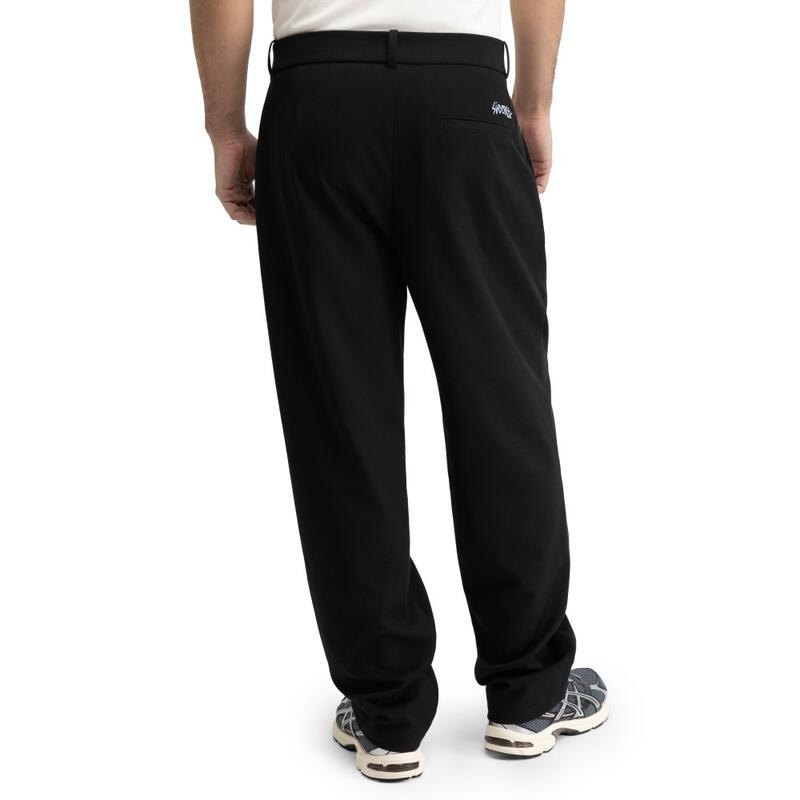 Pantaloni bărbătești cu croi larg și pliuri Kram Black Negru