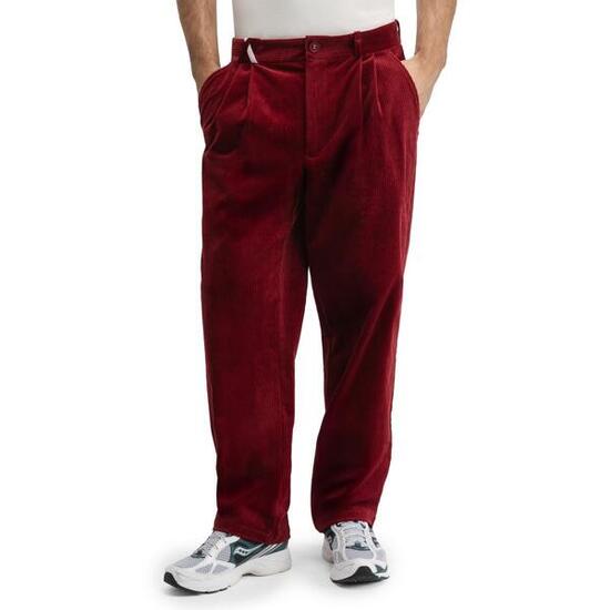 Męskie spodnie sztruksowe z szerokimi nogawkami Siroko Duke Burgundy