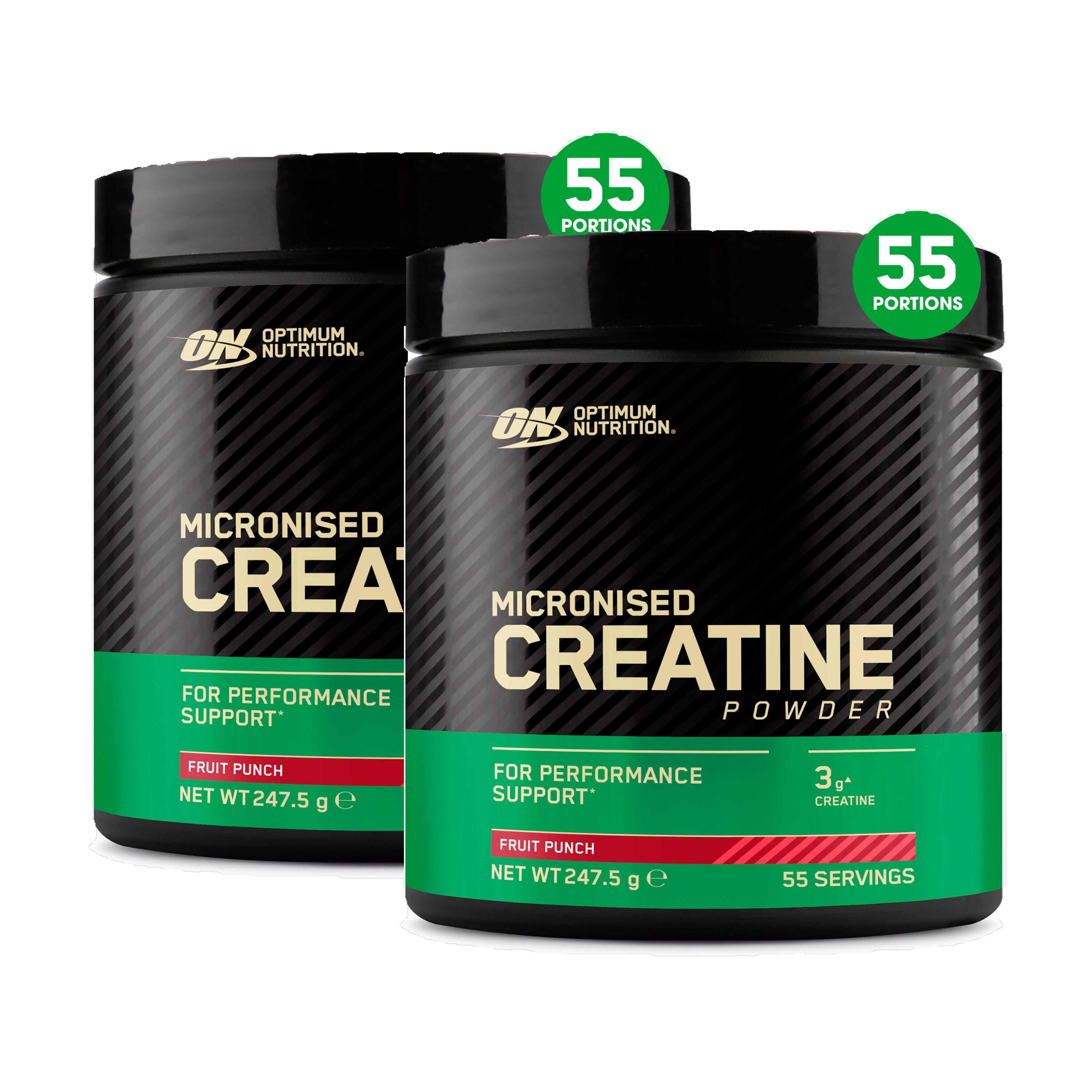 Optimum Nutrition - Lot De 2 Créatines Micronisées En Poudre Cocktail De Fruits 247g - Eau Protéinée - Decathlon