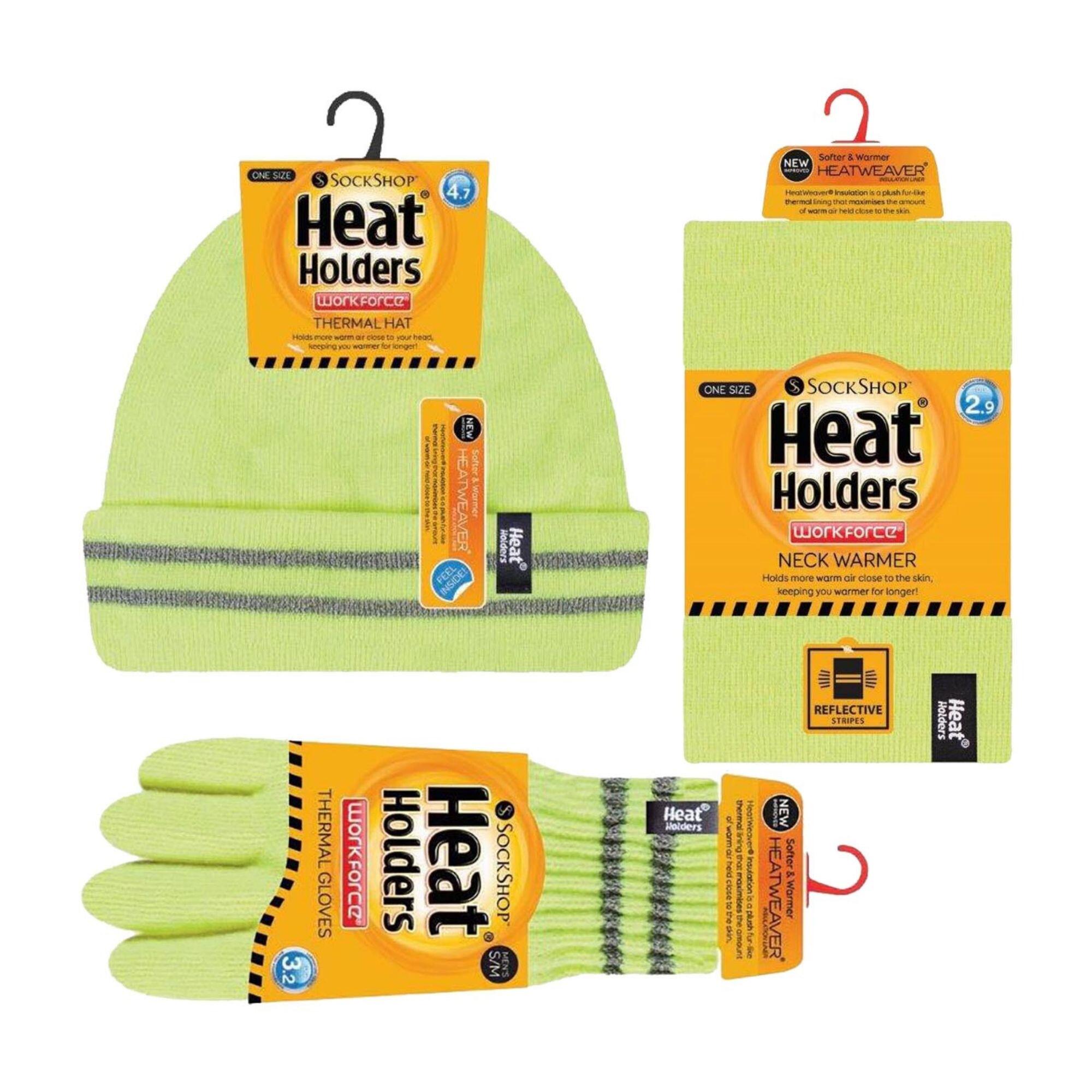 Heat Holders - 1 Ensemble Homme Bonnet Gant Cache Cou Haute Visibilité Hiver 2/5