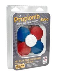 Jeu de 12 palets vendéens bleus et rouges en fonte compétition + 1 maître fonte