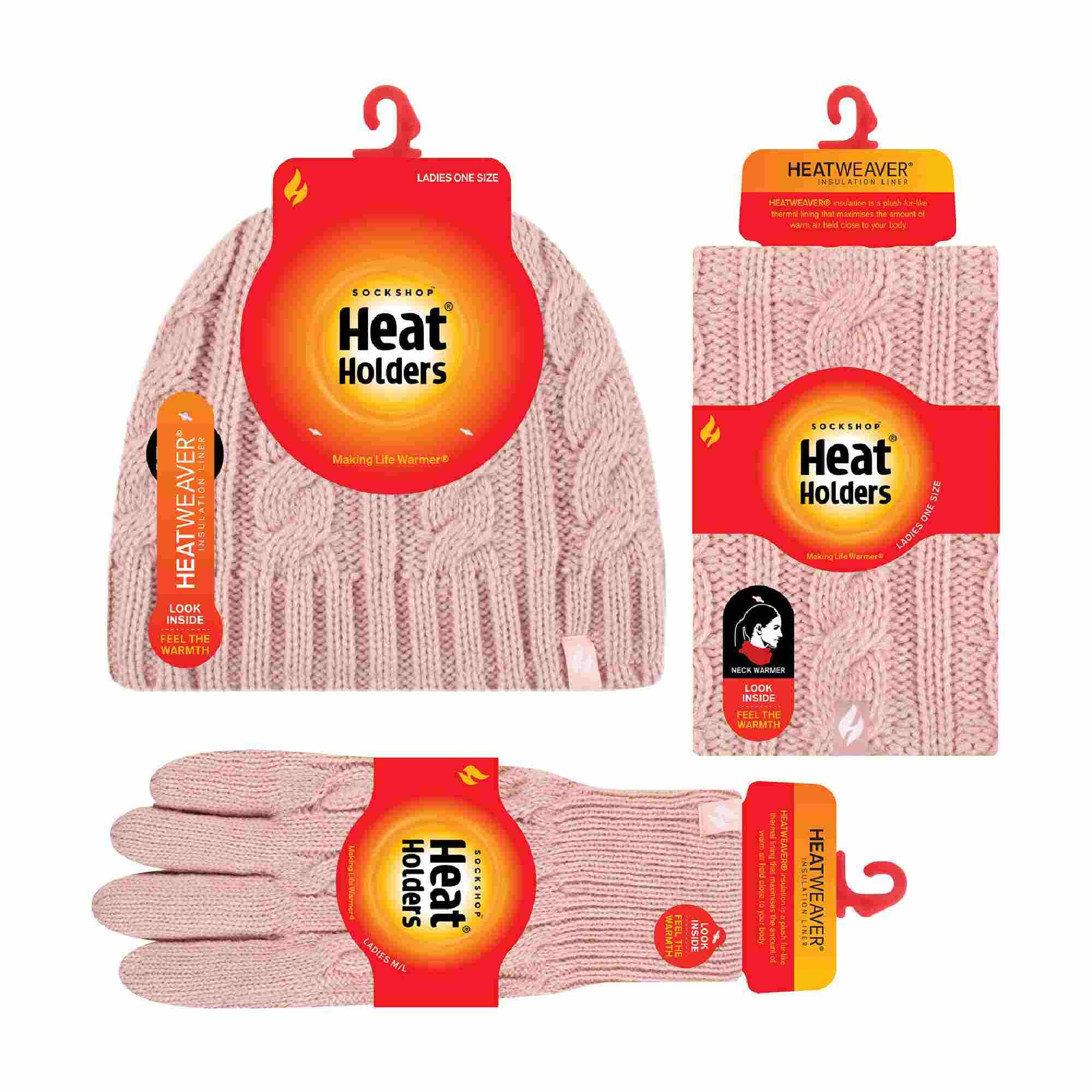 Ladies Fleece Lined Thermal Winter Hat, Neck Warmer & Converter Gloves Set 2/5