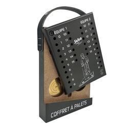 Coffret avec jeu de 12 palets vendéens + 1 maître en laiton de compétition