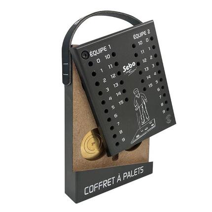 Coffret avec jeu de 12 palets vendéens + 1 maître en laiton de compétition