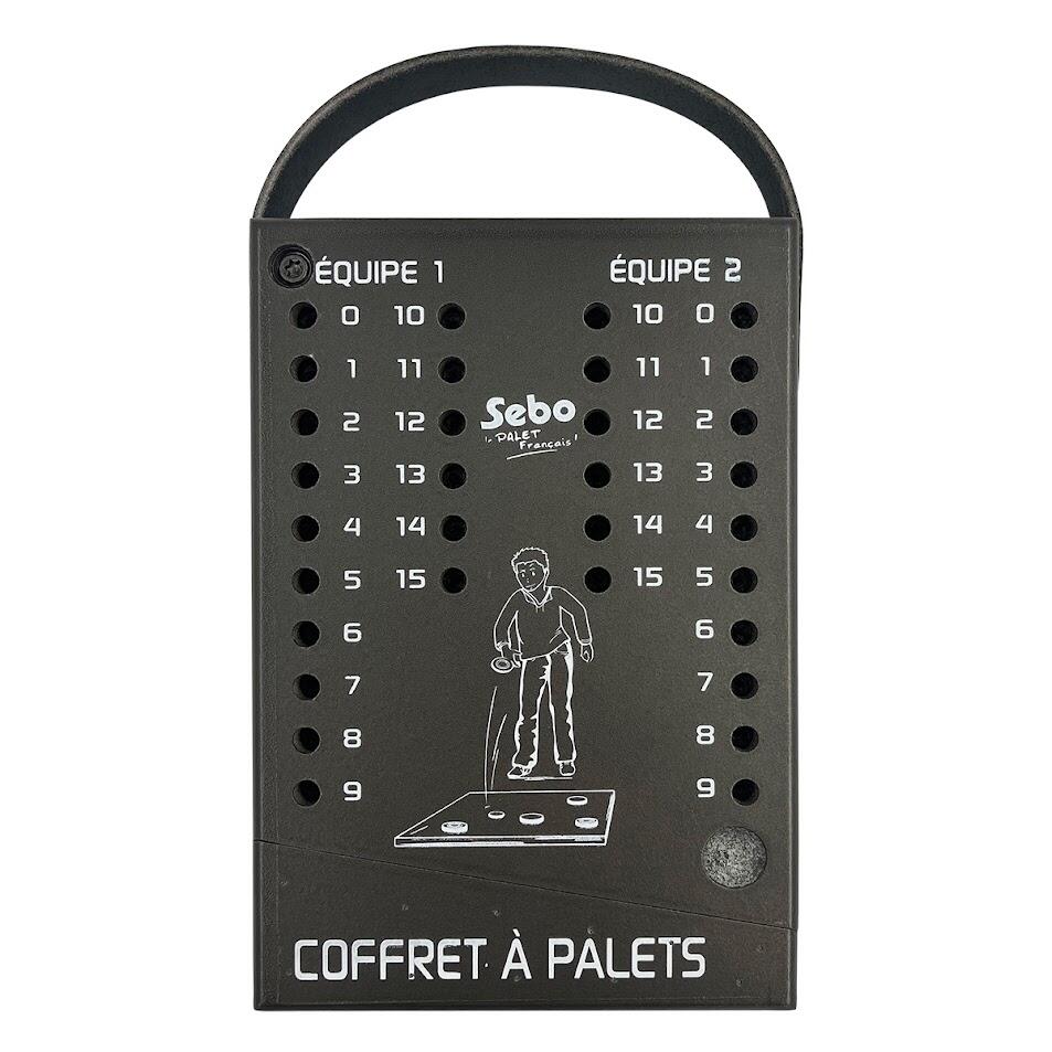Coffret avec jeu de 12 palets vendéens + 1 maître en laiton de compétition 3/4