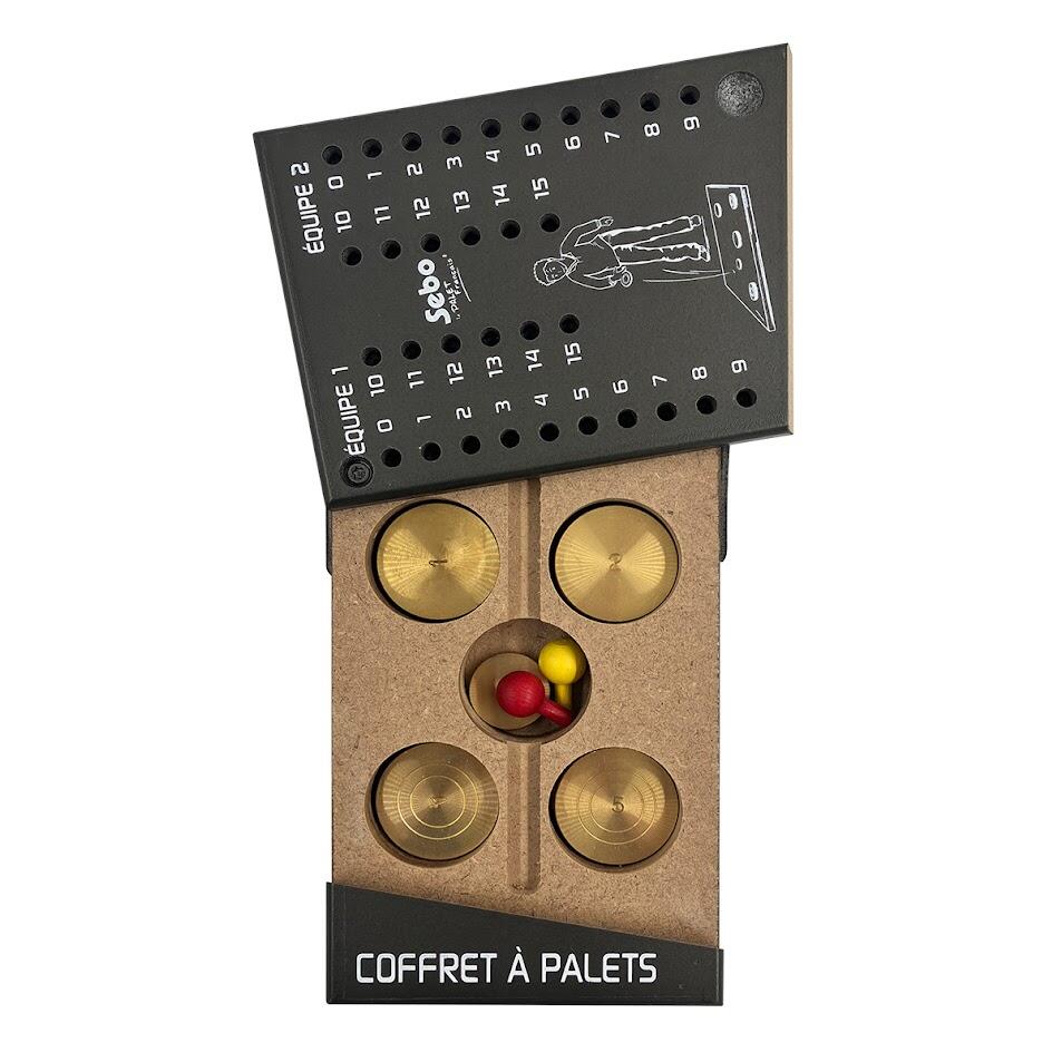 Coffret avec jeu de 12 palets vendéens + 1 maître en laiton de compétition 2/4