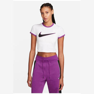T-shirt sportkleding cropped wit paars