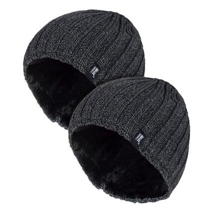 Lot de 2 bonnets d'hiver épais côtelés pour hommes