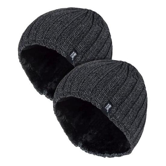 Lot de 2 bonnets d'hiver épais côtelés pour hommes