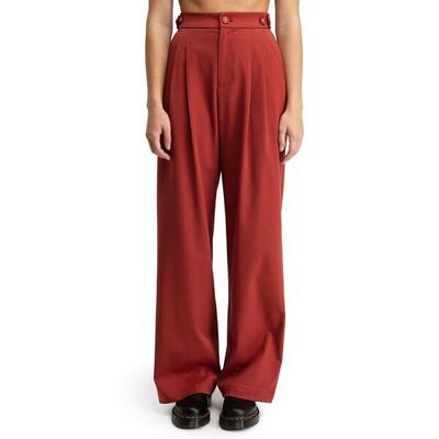 Dames geplooide broek met wijde pijpen aker-w cherry rood