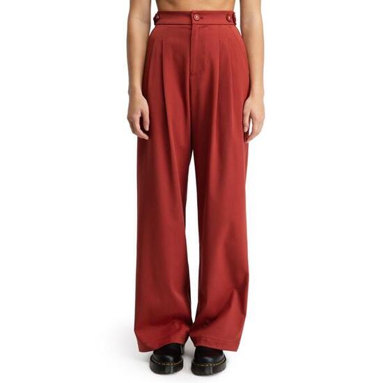 Pantalon à pinces jambes larges femme Aker-W Cherry Rouge