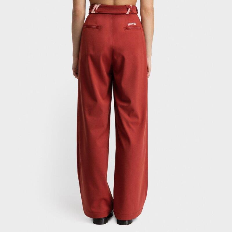 Pantaloni largi cu pliuri pentru femei Aker-W Cherry Roșu