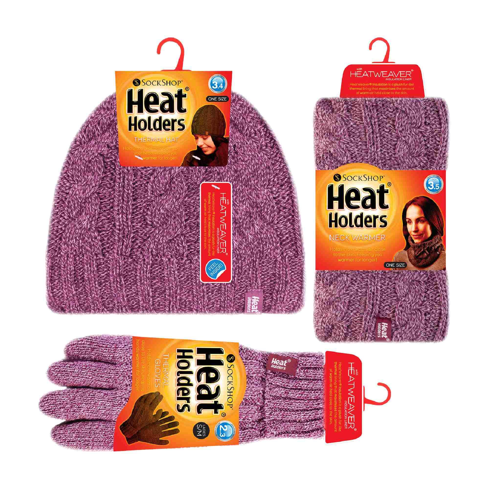 Ladies Fleece Lined Thermal Winter Hat, Neck Warmer & Converter Gloves Set 2/5
