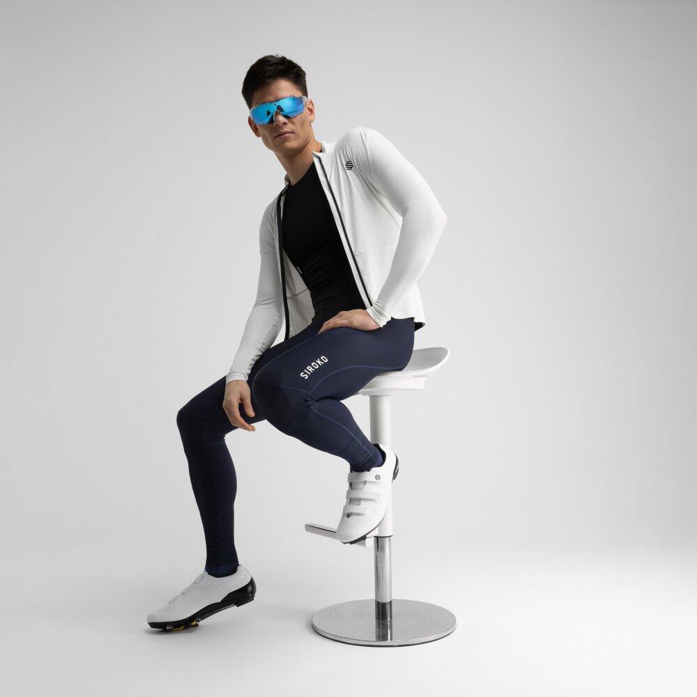 Herren Radsport lange fahrradträgerhose für Pries Blau 6/8
