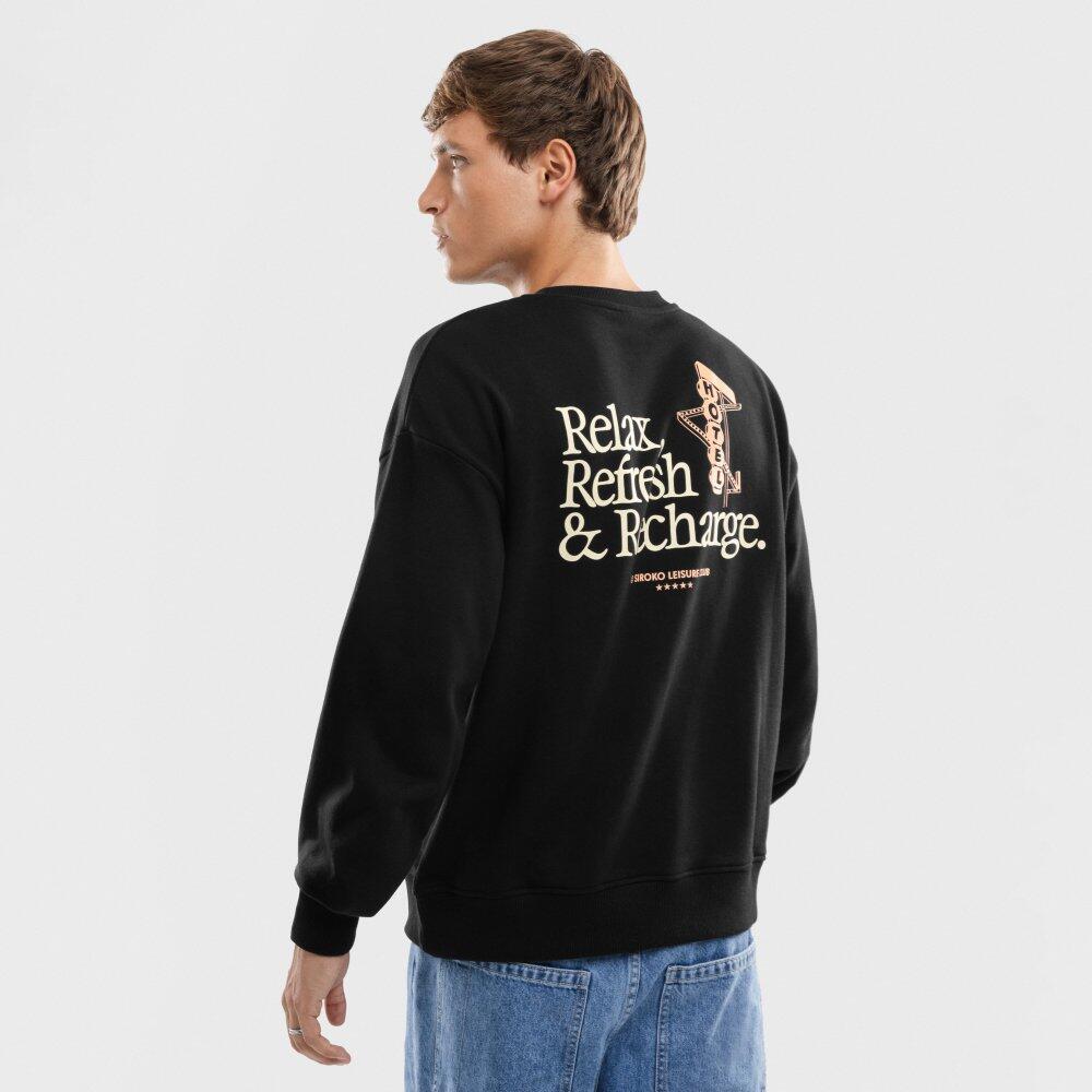 Sudadera algodón orgánico hombre lifestyle Relax Black Negro 6/6
