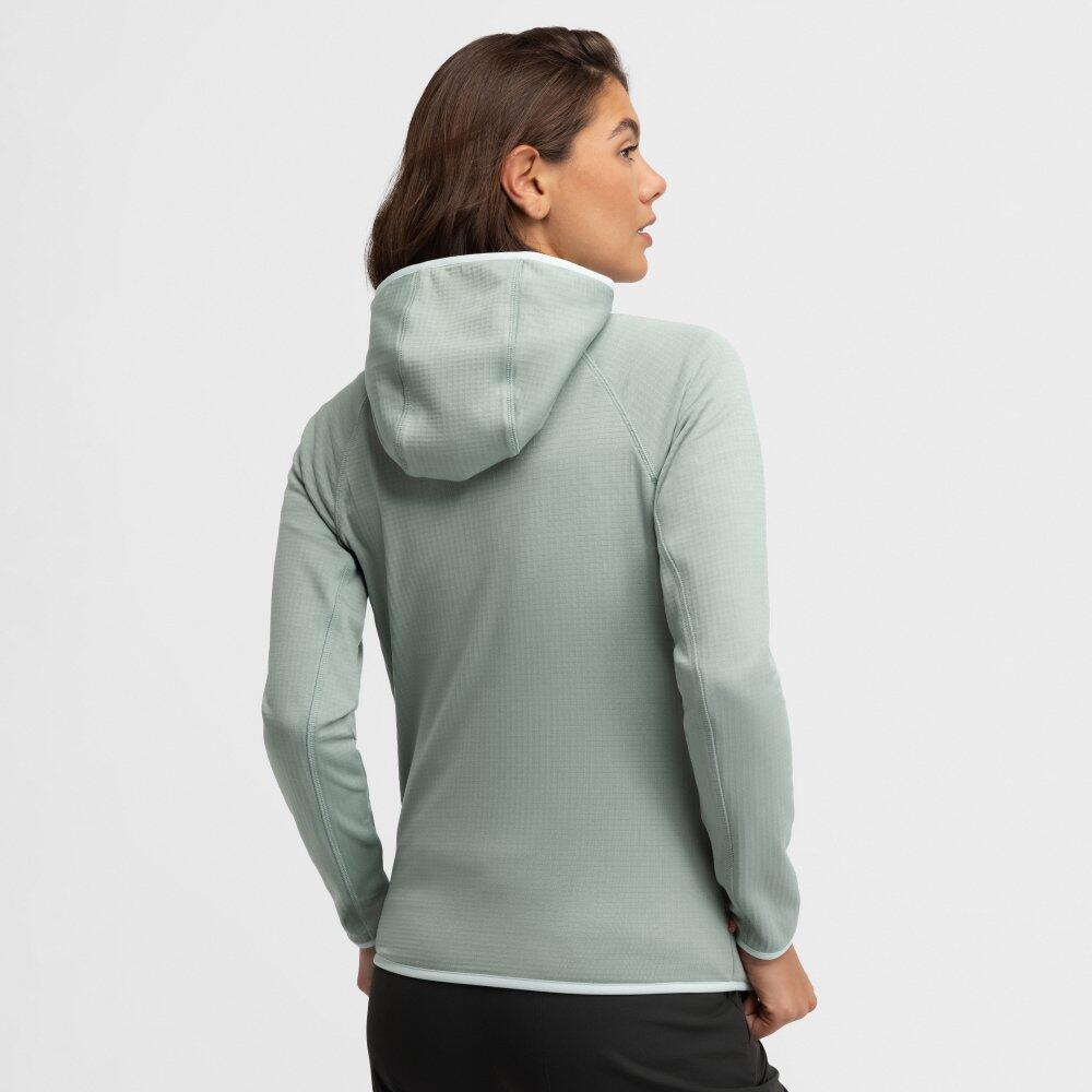 Veste polaire légère à capuche randonnée femme Ember Green Vert 6/7