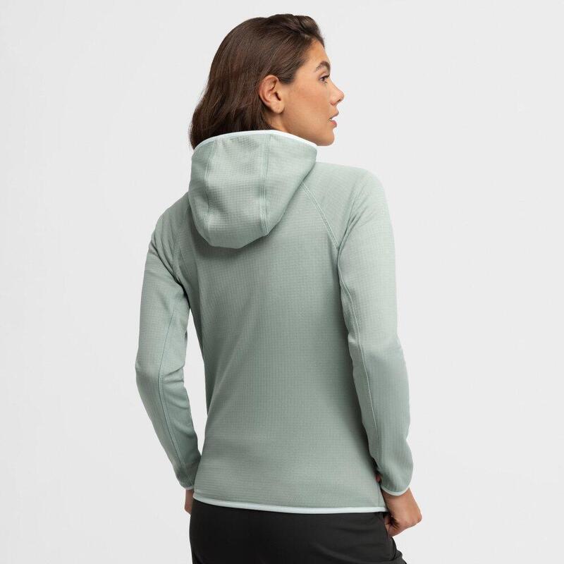 Jachetă fleece cu glugă pentru ușoare pentru femei Ember Green Verde