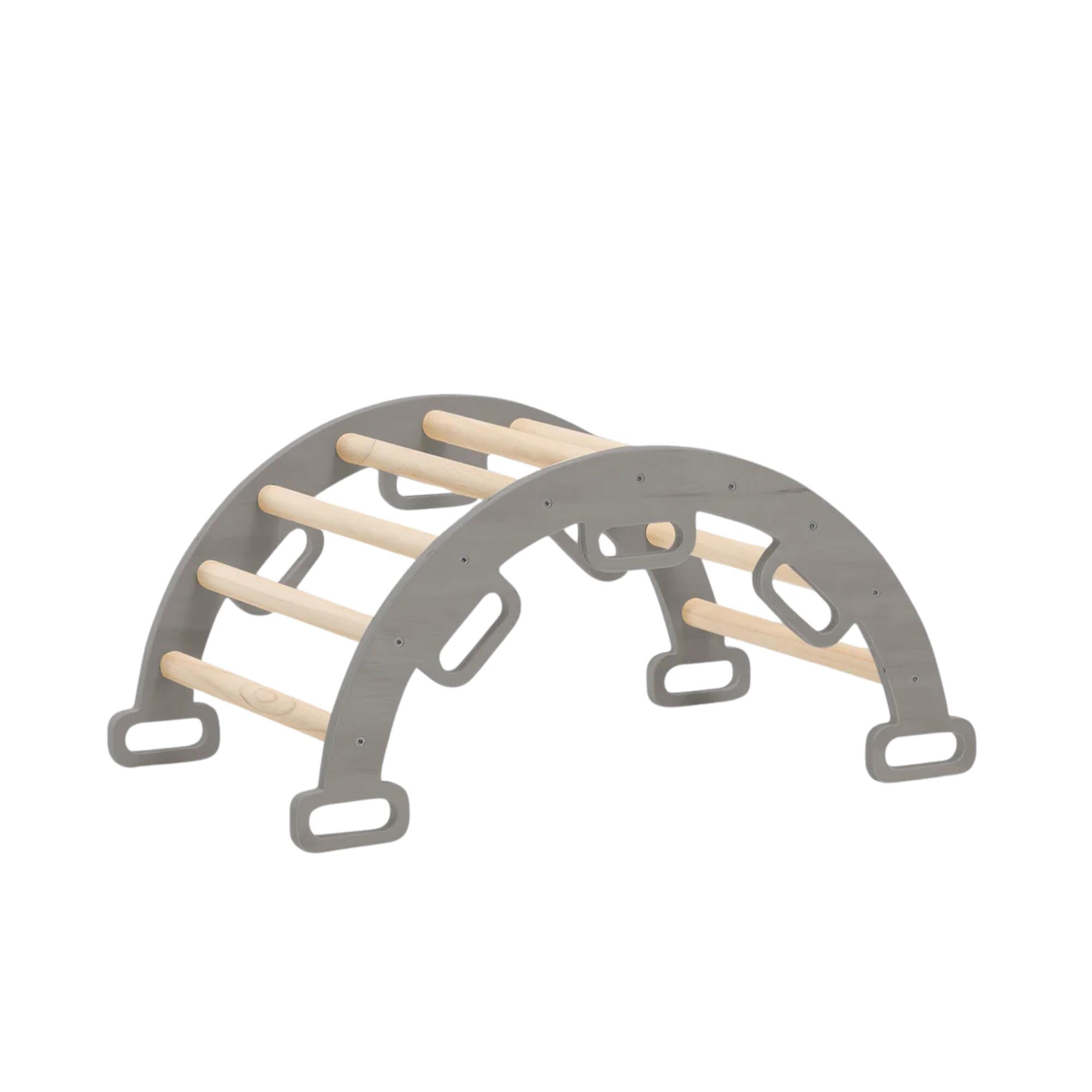 Triangle pliable avec arche d’escalade et toboggan – Gym Montessori – Gris 7/7