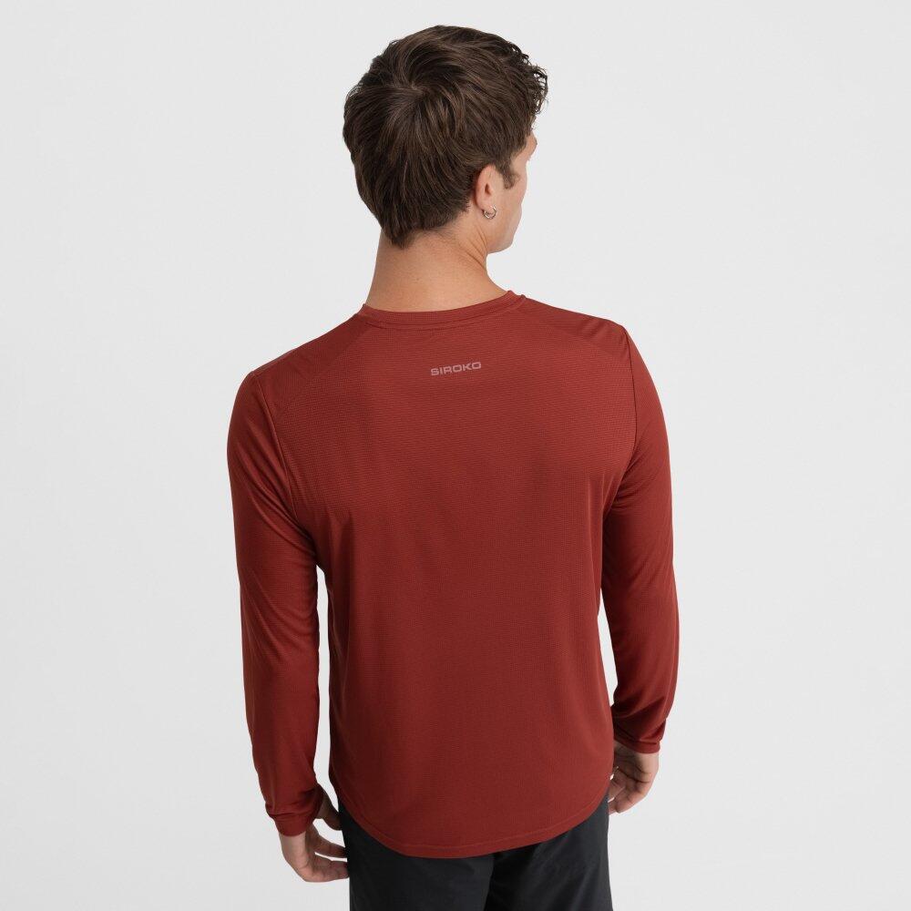 Camiseta manga larga montaña hombre senderismo Reserve Maroon Burdeos 6/7
