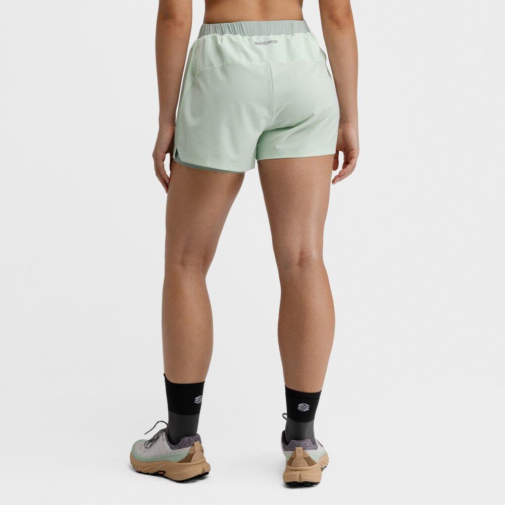 Calções de trail running 2 em 1 para mulher Caminhada Araroa Mint Verde 6/7