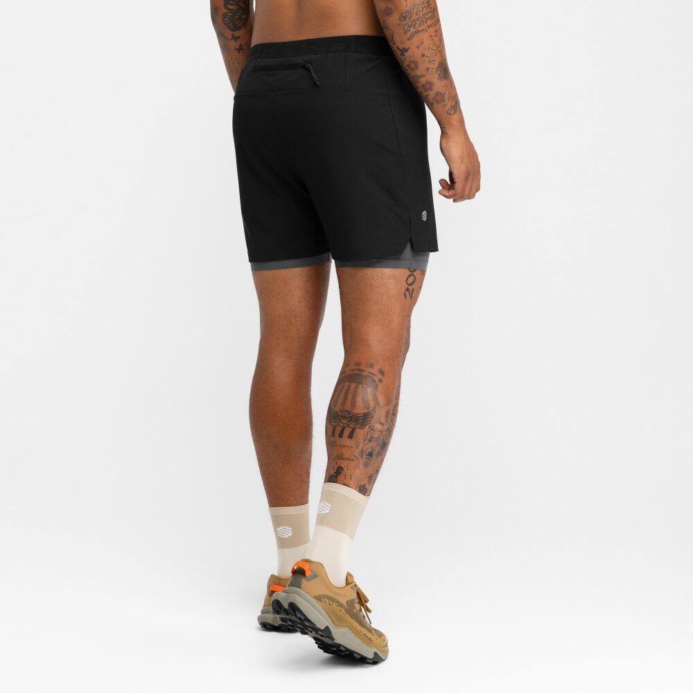 Short double couche trail running homme Randonnée Overland Black Noir 6/7