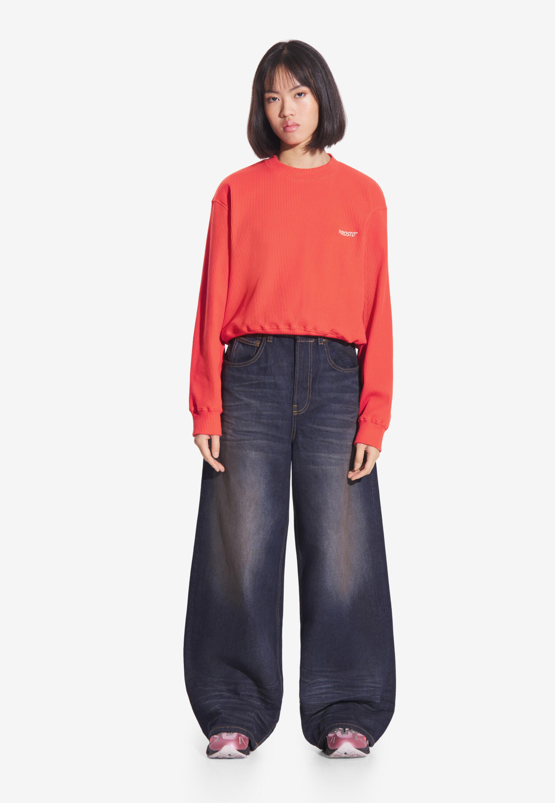Bluza sportowa damska Prosto Ribbed bez kaptura 2/6