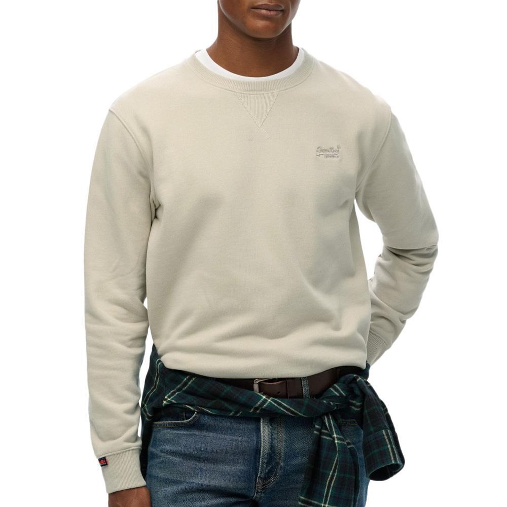 Superdry Men's Essential Logo Crew Neck Jumper in Beige