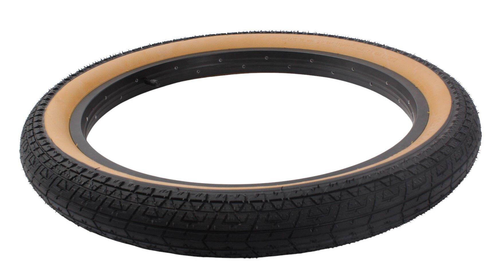 BMX banden set UNITED gum 20 inch x 2,25 inch + binnenband AV 6/7