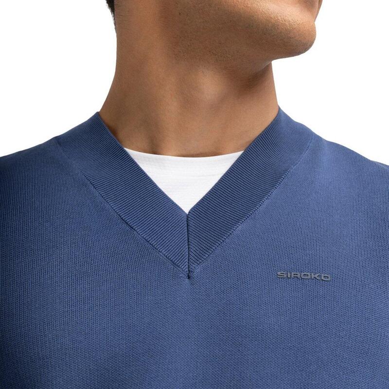 Vestă din tricot cu guler în V pentru bărbați Serve Blue Albastru