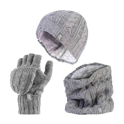 Heat Holders - Ensemble Bonnet Cache-cou Gants Polaire Thermique Femme