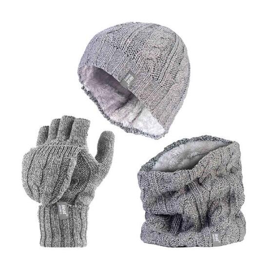 Heat Holders - Ensemble Bonnet Cache-cou Gants Polaire Thermique Femme