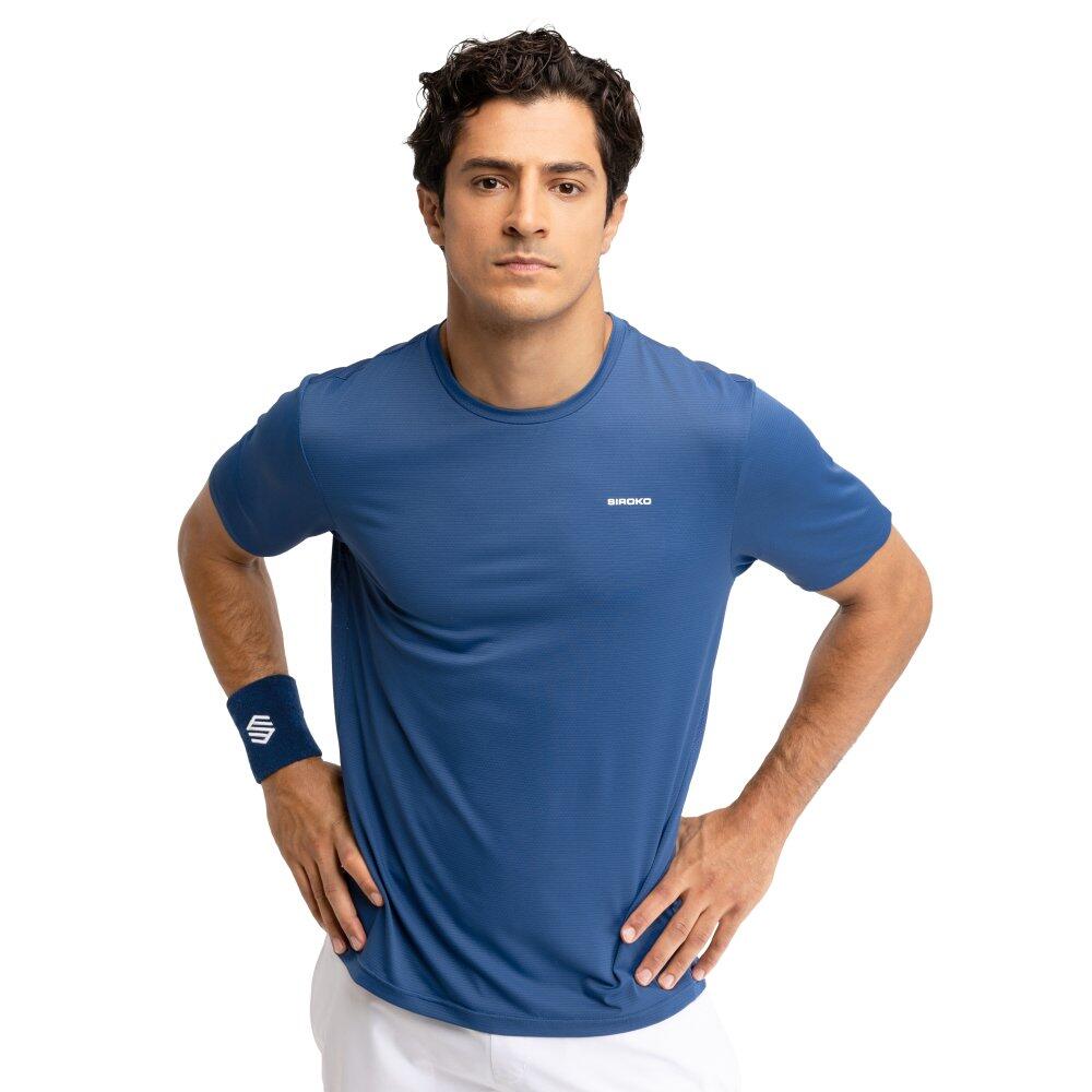 SIROKO Men sport.tennis ’s short-sleeve technical tennis t-shirt Lob Blue Blue