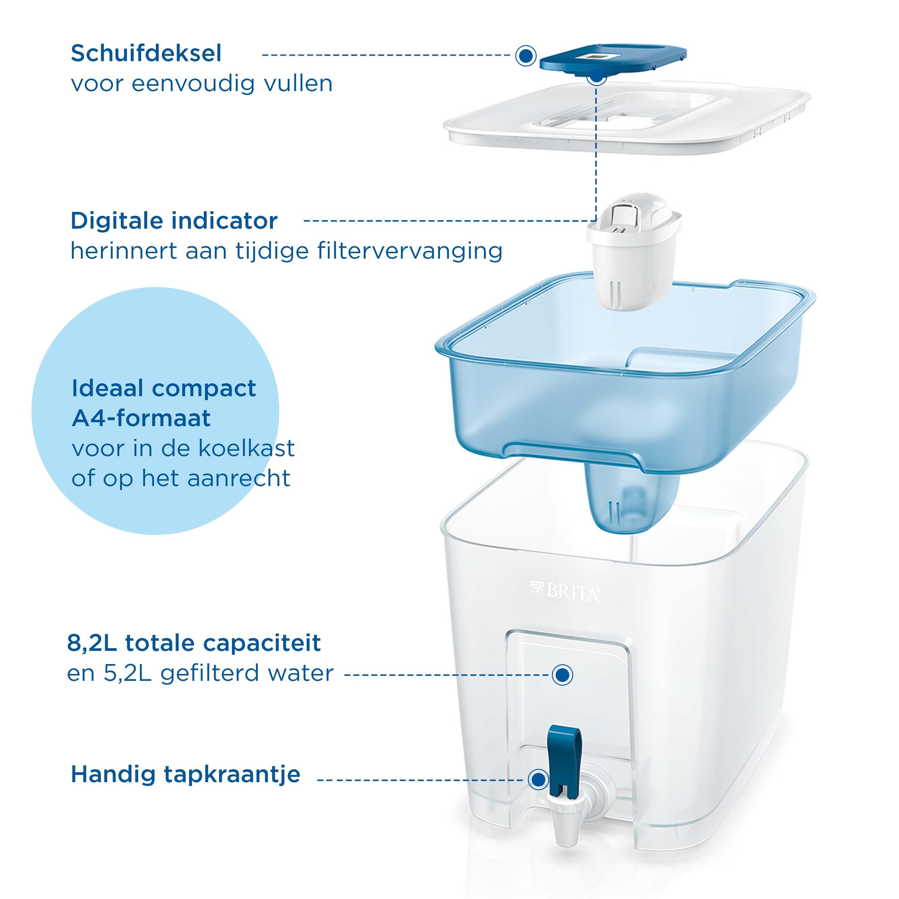 BRITA Depósito Flow 8,2 Litros Incluye 1 Filtro MAXTRA PRO 5/7