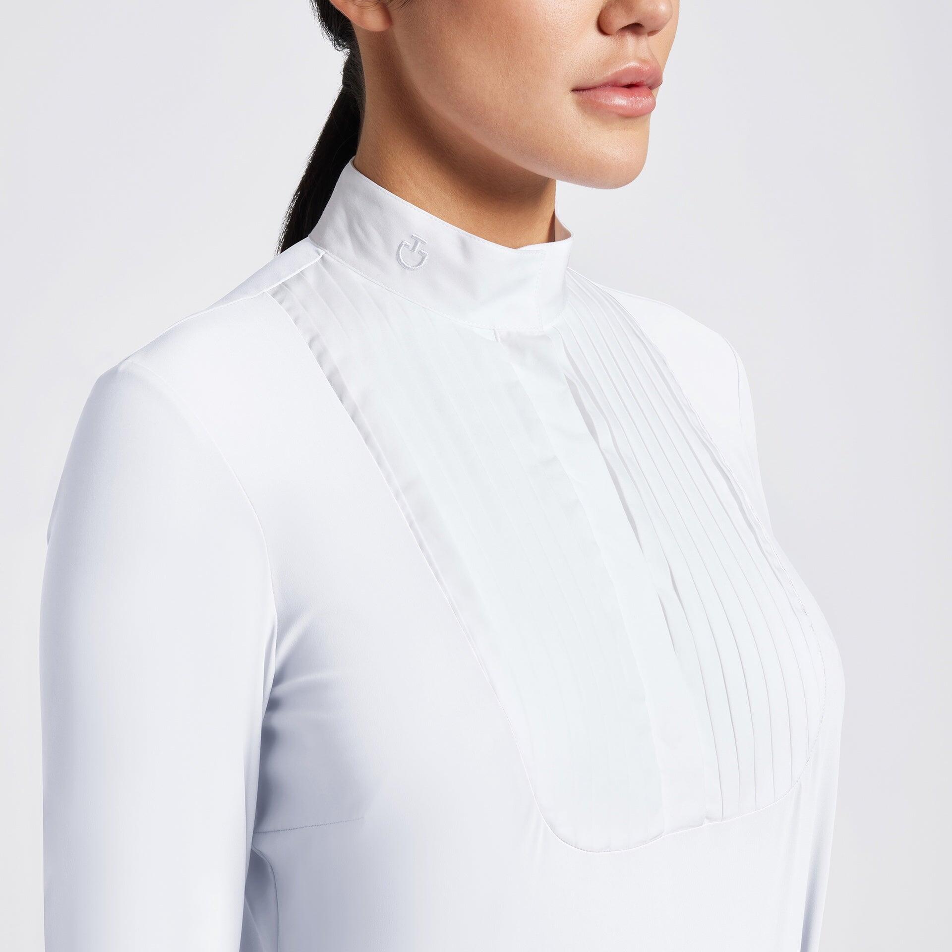 Cavalleria Toscana Dames Pleated Bibi Jersey L/s Wedstrijd Shirt  - 1/7
