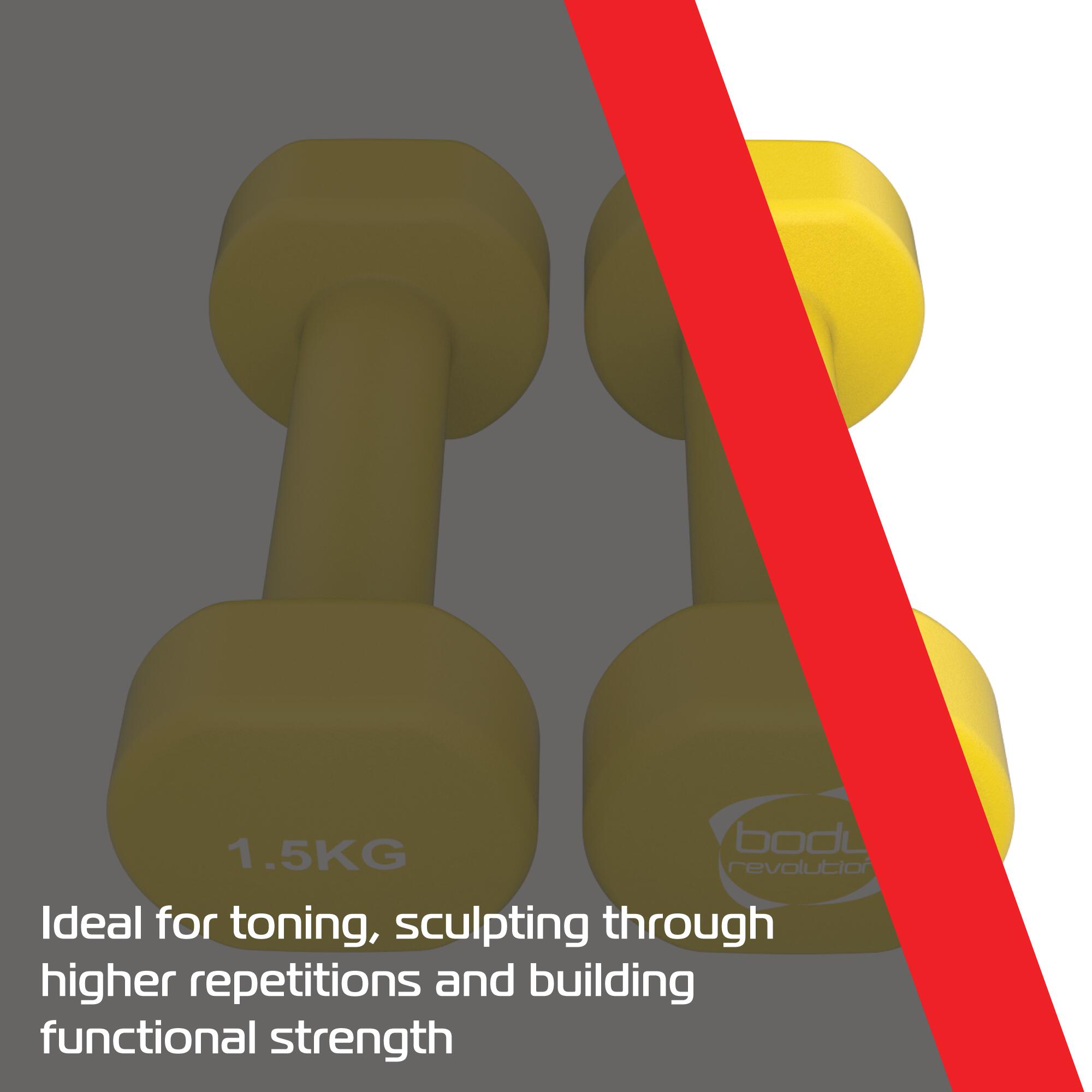 Body Revolution 2 x 1,5kg Neopreen Dumbbells 6/6